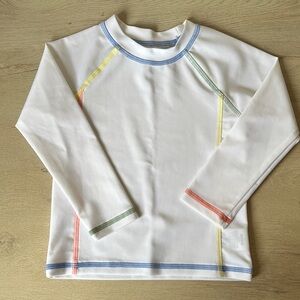 Wonder Nation White Long-Sleeve Rashguard with Multicolor Stitching